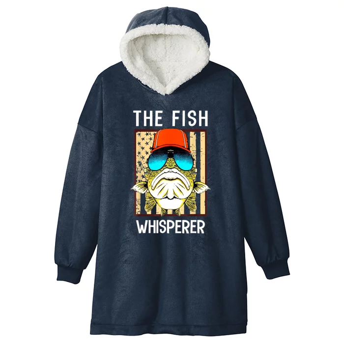 American Flag The Fis.H Whisperer Cute Fishing Fisherman Gifts Hooded Wearable Blanket