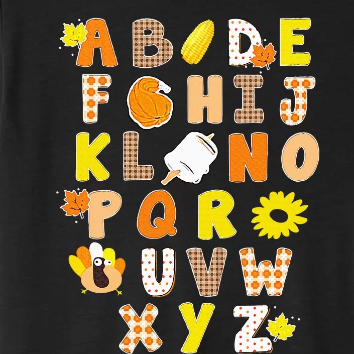 Alphabet Funny Turkey Thanksgiving Costume Preschool Teacher ChromaSoft Performance T-Shirt