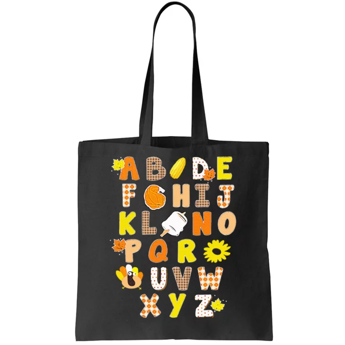 Alphabet Funny Turkey Thanksgiving Costume Preschool Teacher Tote Bag