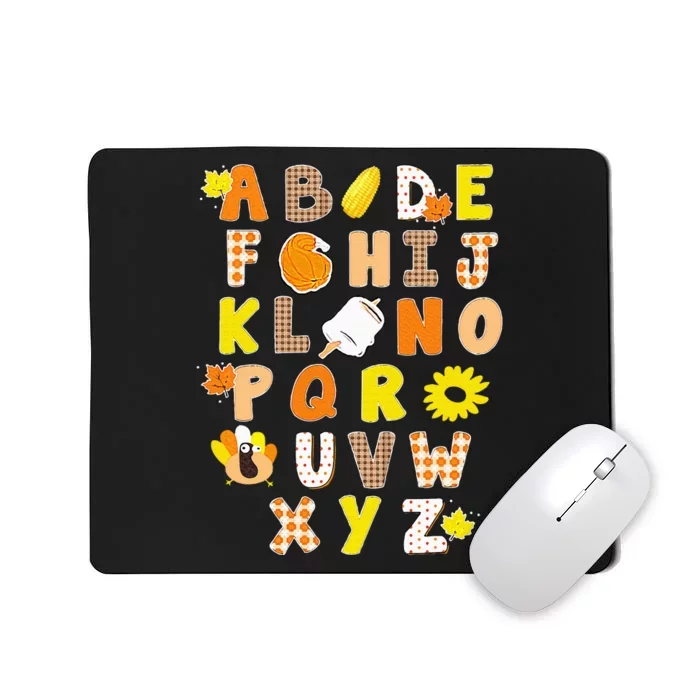 Alphabet Funny Turkey Thanksgiving Costume Preschool Teacher Mousepad