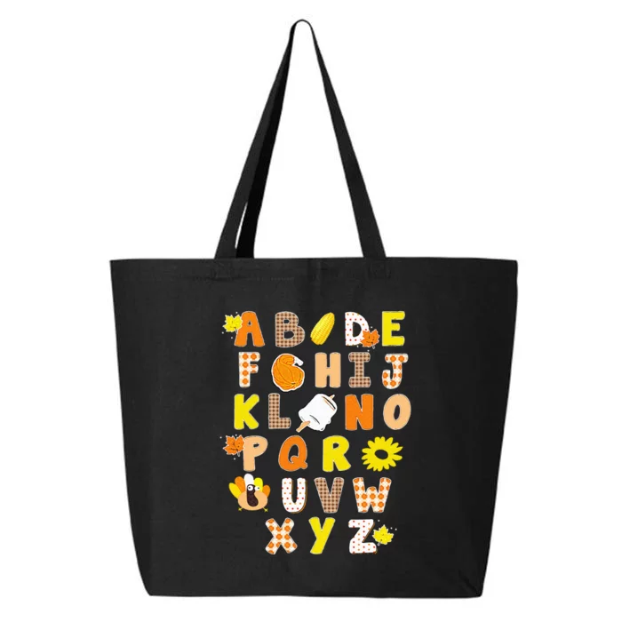 Alphabet Funny Turkey Thanksgiving Costume Preschool Teacher 25L Jumbo Tote