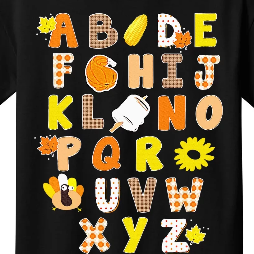 Alphabet Funny Turkey Thanksgiving Costume Preschool Teacher Kids T-Shirt