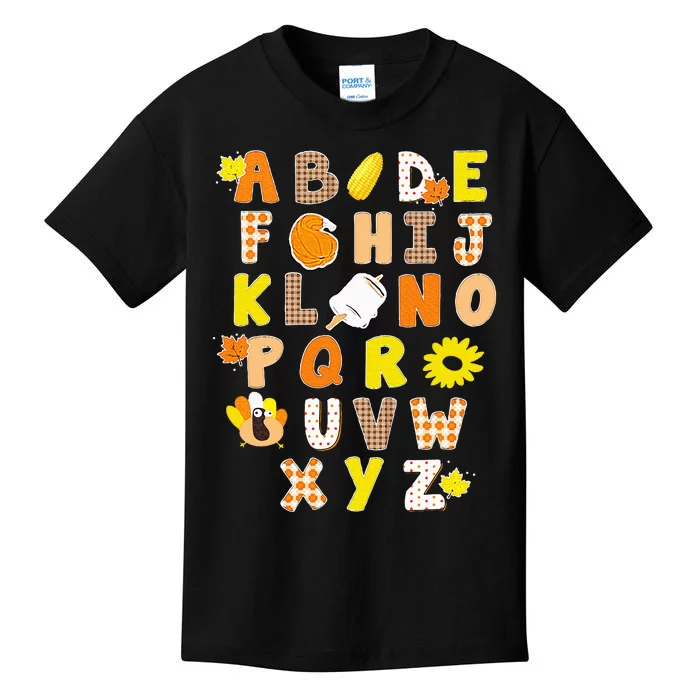 Alphabet Funny Turkey Thanksgiving Costume Preschool Teacher Kids T-Shirt