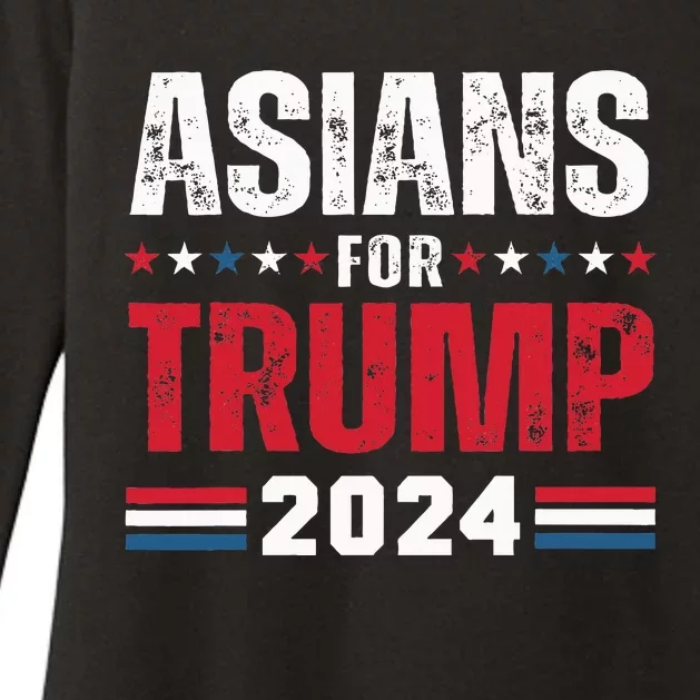 Asians For Trump 2024 American Flag Womens CVC Long Sleeve Shirt