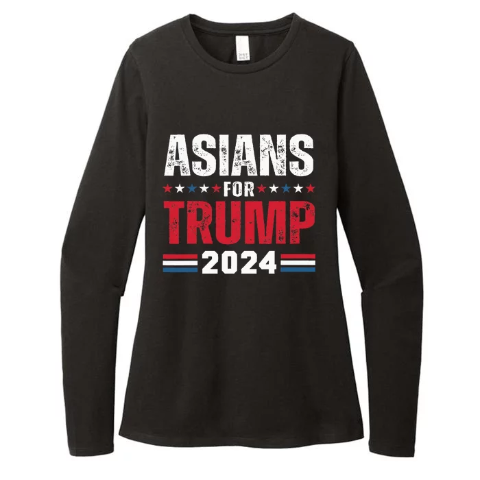 Asians For Trump 2024 American Flag Womens CVC Long Sleeve Shirt