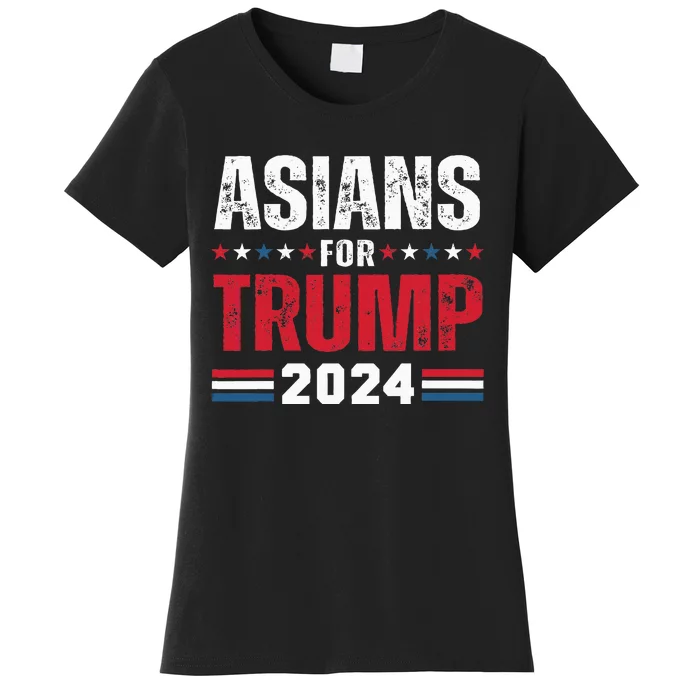 Asians For Trump 2024 American Flag Women's T-Shirt