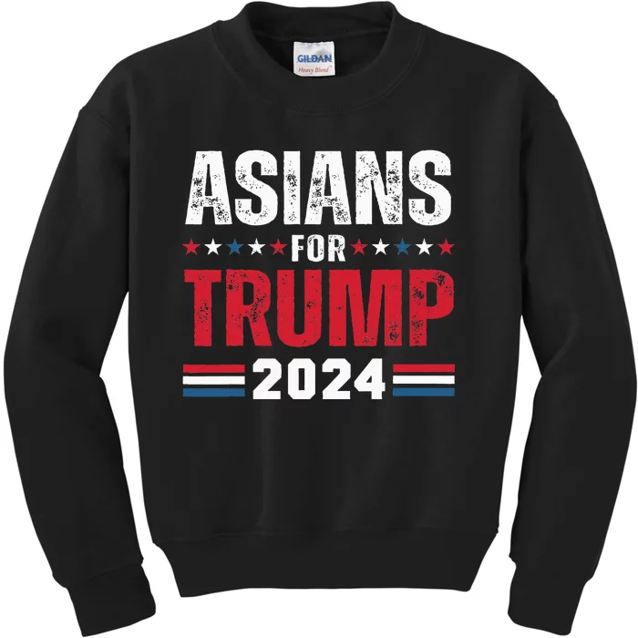 Asians For Trump 2024 American Flag Kids Sweatshirt