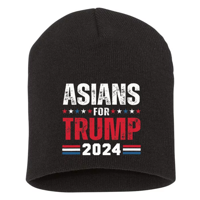 Asians For Trump 2024 American Flag Short Acrylic Beanie