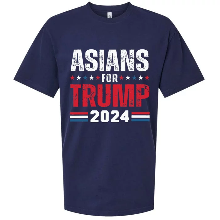 Asians For Trump 2024 American Flag Sueded Cloud Jersey T-Shirt