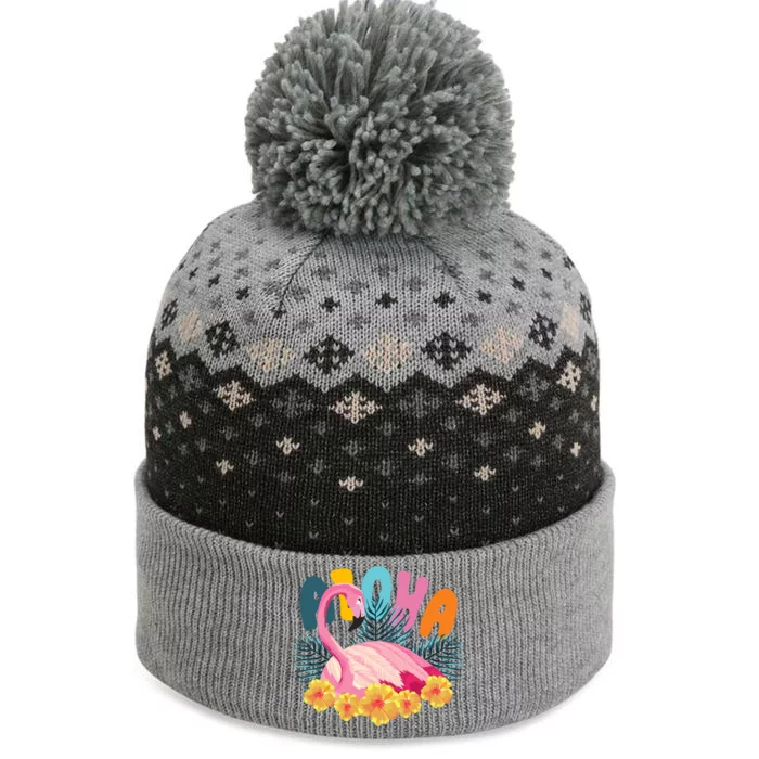 Aloha Flamingo Tropical The Baniff Cuffed Pom Beanie