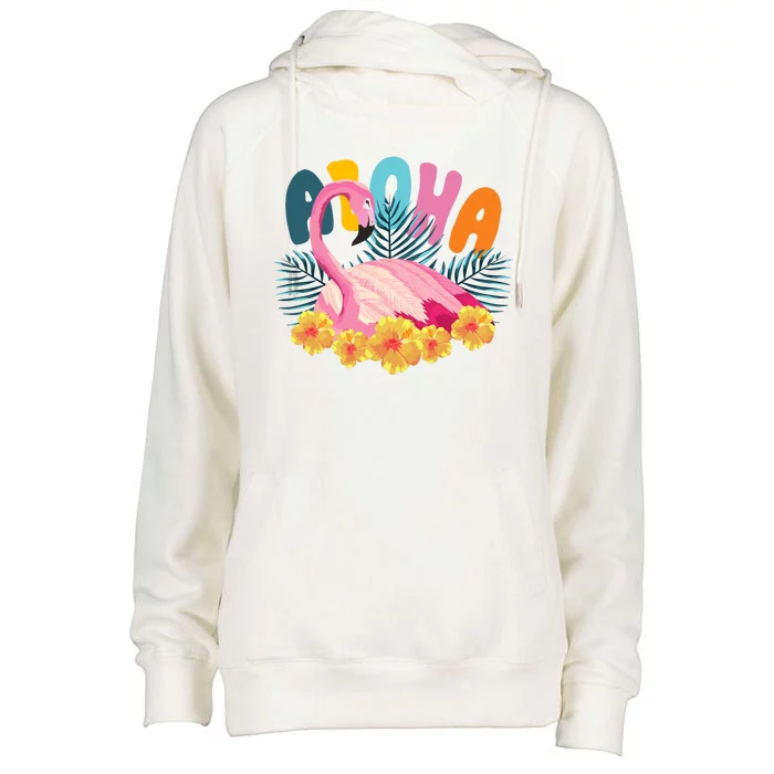 Aloha Flamingo Tropical Womens Funnel Neck Pullover Hood