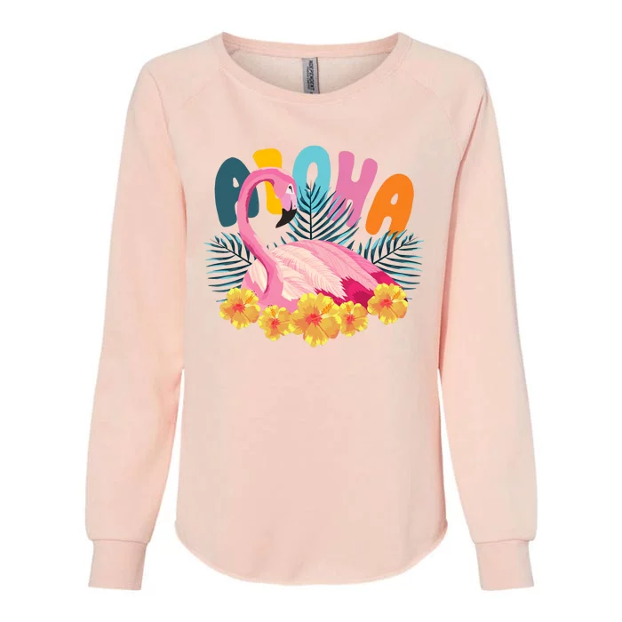 Aloha Flamingo Tropical Womens California Wash Sweatshirt