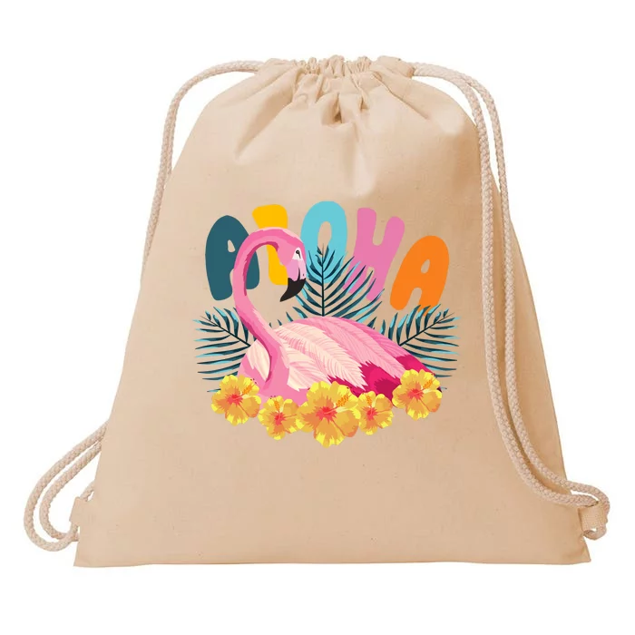 Aloha Flamingo Tropical Drawstring Bag