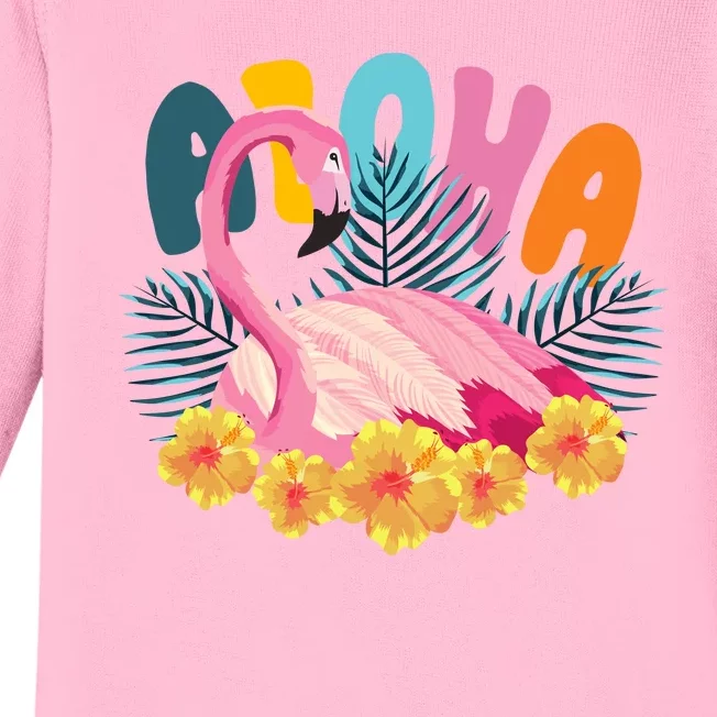 Aloha Flamingo Tropical Baby Long Sleeve Bodysuit