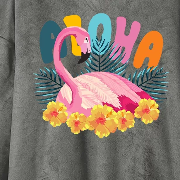 Aloha Flamingo Tropical Hooded Wearable Blanket