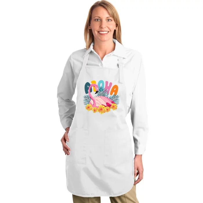 Aloha Flamingo Tropical Full-Length Apron With Pocket