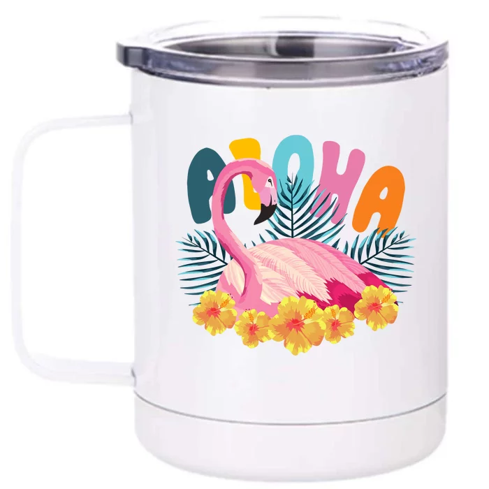 Aloha Flamingo Tropical Front & Back 12oz Stainless Steel Tumbler Cup