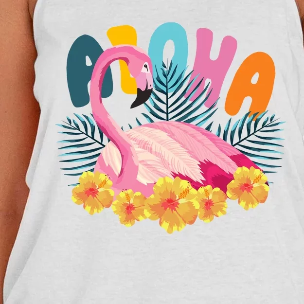 Aloha Flamingo Tropical Women's Knotted Racerback Tank