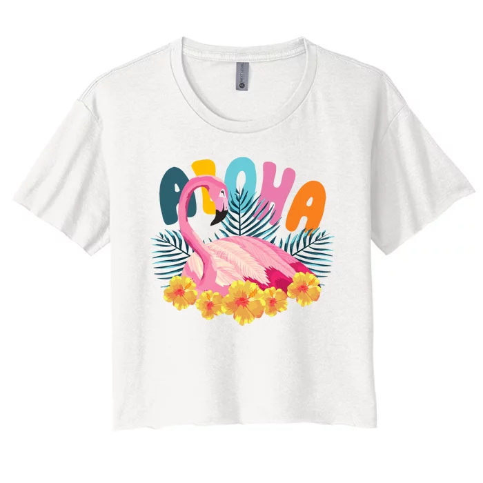 Aloha Flamingo Tropical Women's Crop Top Tee