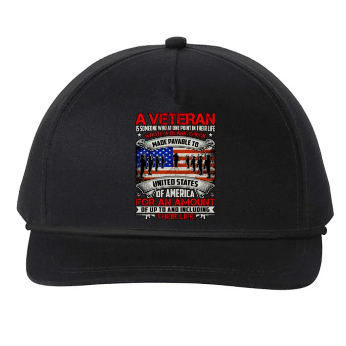 American Flag Thank You Veterans Proud Veteran Snapback Five-Panel Rope Hat