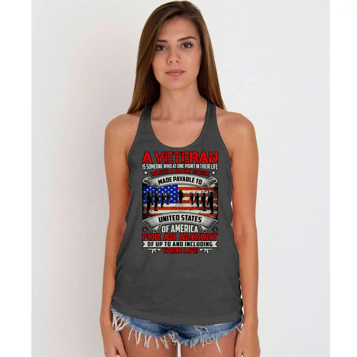 American Flag Thank You Veterans Proud Veteran Women's Knotted Racerback Tank