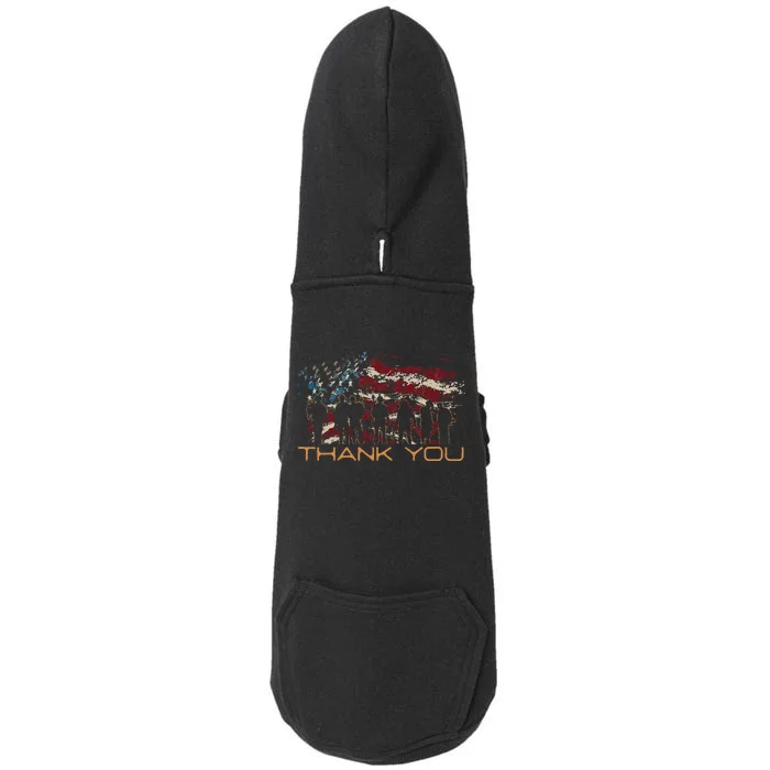 American Flag Thank You Veterans Patriotic Us Doggie 3-End Fleece Hoodie