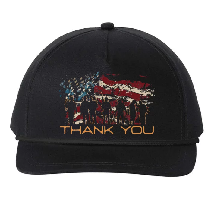 American Flag Thank You Veterans Patriotic Us Snapback Five-Panel Rope Hat