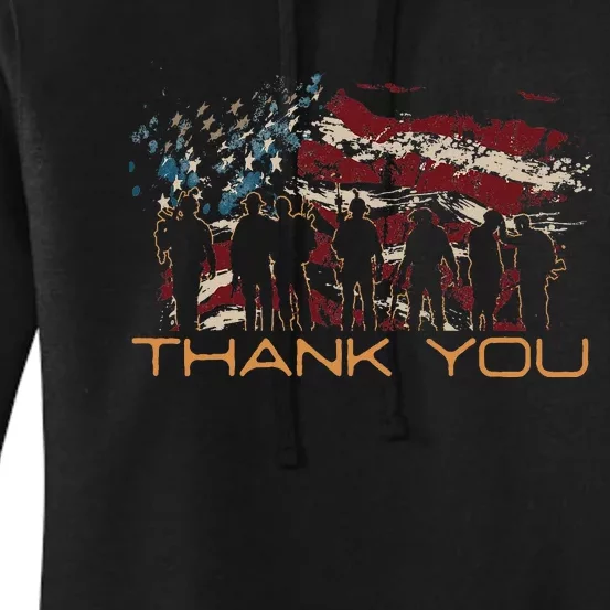 American Flag Thank You Veterans Patriotic Us Women's Pullover Hoodie