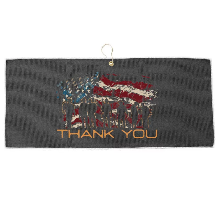 American Flag Thank You Veterans Patriotic Us Large Microfiber Waffle Golf Towel