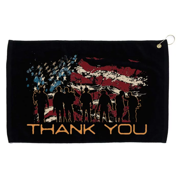 American Flag Thank You Veterans Patriotic Us Grommeted Golf Towel