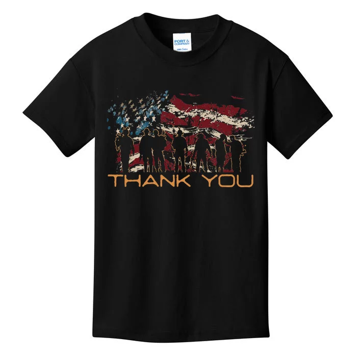 American Flag Thank You Veterans Patriotic Us Kids T-Shirt