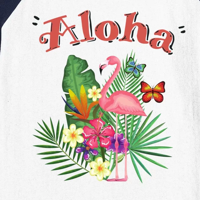 Aloha Flamingo Tropical Baseball Sleeve Shirt