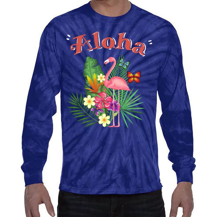 Aloha Flamingo Tropical Tie-Dye Long Sleeve Shirt