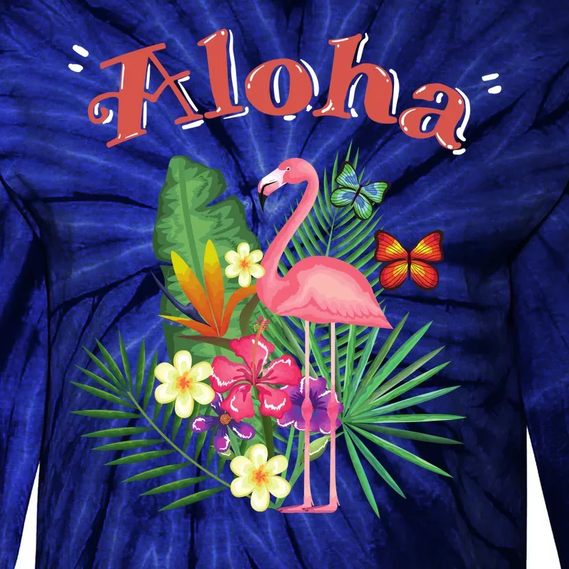 Aloha Flamingo Tropical Tie-Dye Long Sleeve Shirt