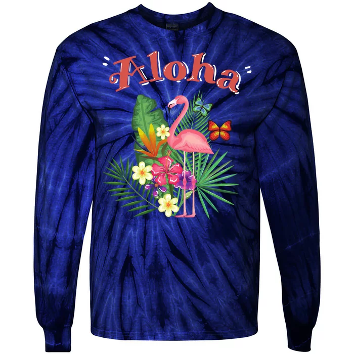 Aloha Flamingo Tropical Tie-Dye Long Sleeve Shirt