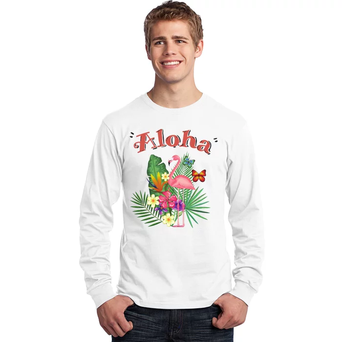 Aloha Flamingo Tropical Long Sleeve Shirt