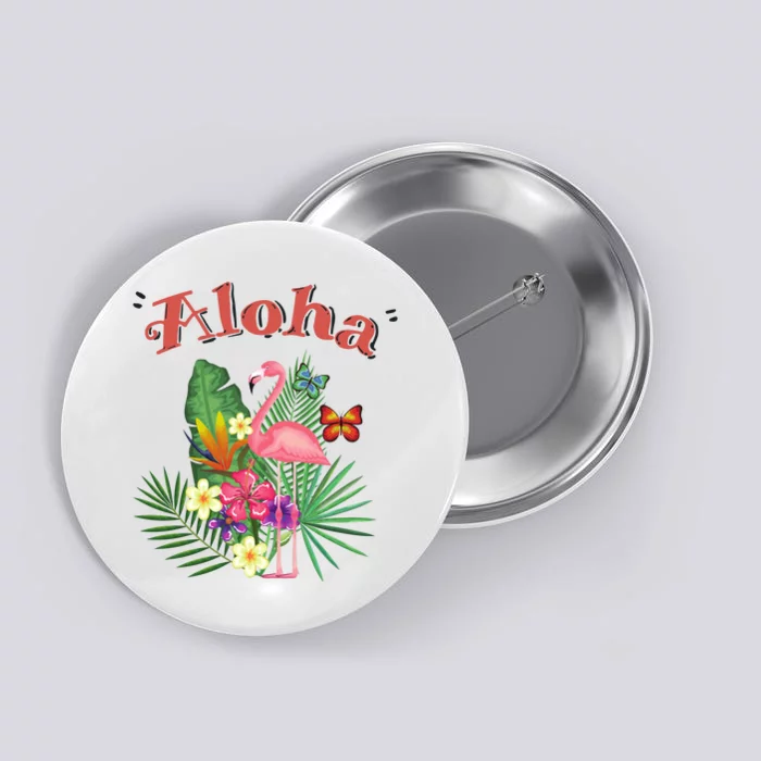 Aloha Flamingo Tropical Button