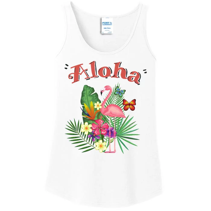 Aloha Flamingo Tropical Ladies Essential Tank