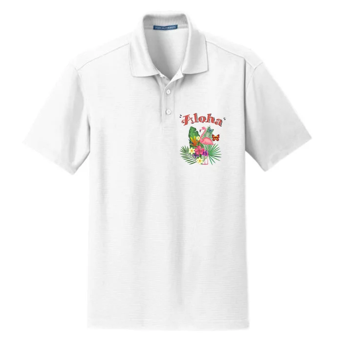 Aloha Flamingo Tropical Dry Zone Grid Performance Polo