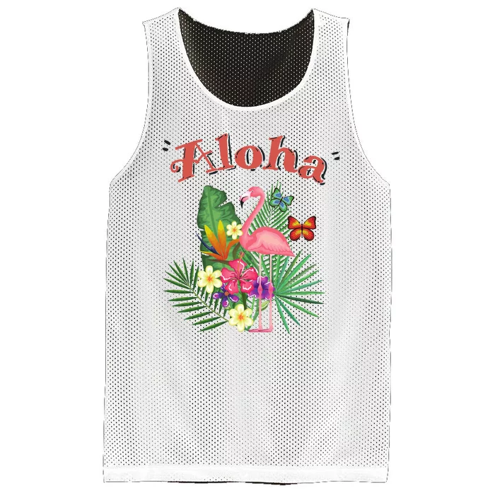 Aloha Flamingo Tropical Mesh Reversible Basketball Jersey Tank