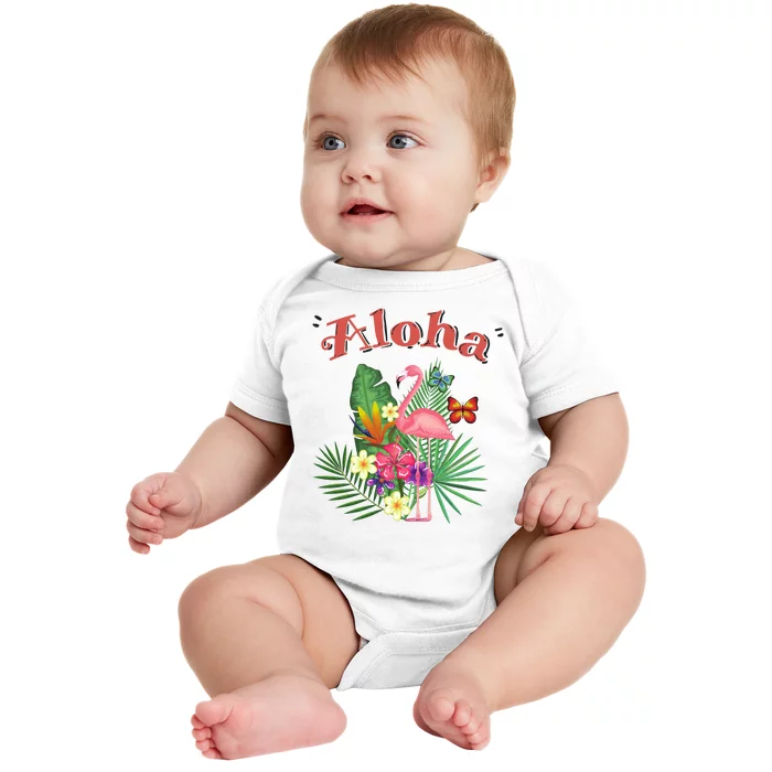 Aloha Flamingo Tropical Baby Bodysuit