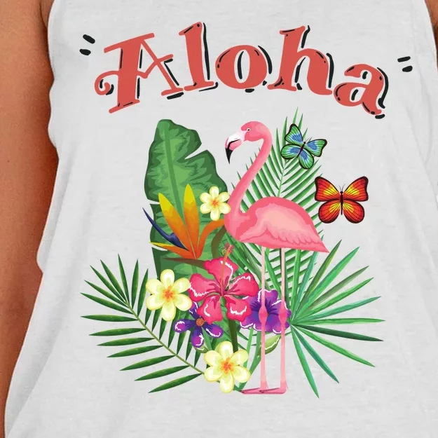 Aloha Flamingo Tropical Women's Knotted Racerback Tank