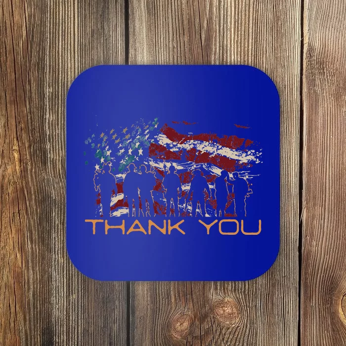 American Flag Thank You Veterans Patriotic US Soldiers Coaster