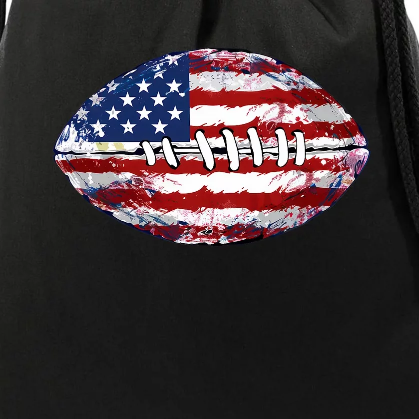 American Football Usa Flag Drawstring Bag