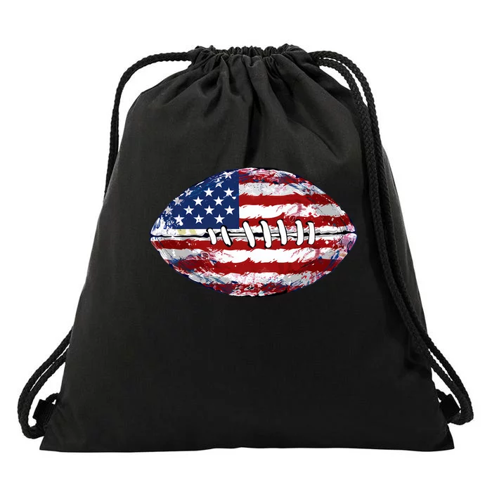 American Football Usa Flag Drawstring Bag