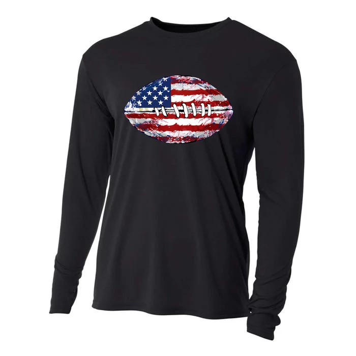 American Football Usa Flag Cooling Performance Long Sleeve Crew