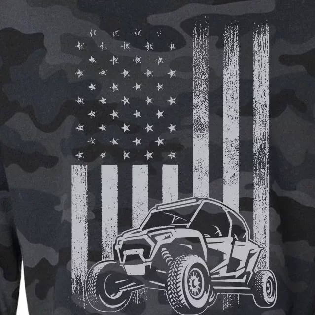 American Flag Utv Side By Side Sxs Off Road 4th Of July Cropped Pullover Crew