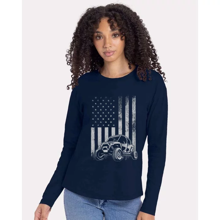 American Flag Utv Side By Side Sxs Off Road 4th Of July Womens Cotton Relaxed Long Sleeve T-Shirt