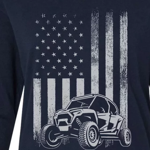 American Flag Utv Side By Side Sxs Off Road 4th Of July Womens Cotton Relaxed Long Sleeve T-Shirt