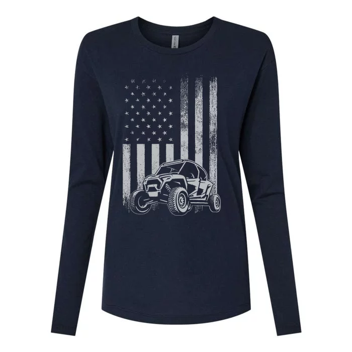 American Flag Utv Side By Side Sxs Off Road 4th Of July Womens Cotton Relaxed Long Sleeve T-Shirt